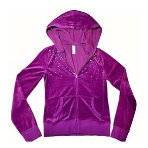 COOL MOM REGINA pink velour hoodie bling NWOT sz S
